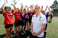 England Womens Rugby full back Danielle Waterman attends the Games to inspire future players -  DGTI 2014  - Photo mandatory by-line: Phil Mingo/Pinnacle - Tel: +44(0)1363 881025 - Mobile:0797 1270 681 - VAT Reg: 183700120 - 14/06/2014 -  Devon Games to Inspire 2014, held at the University of Exeter Sports Park, Exeter, Devon, England  