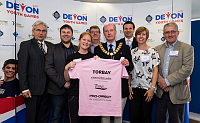 Torbay councillors and Francis Clark pose for a photo- Photo mandatory by-line: Gary Day/Pinnacle - Tel: +44(0)1363 881025 - VAT Reg: 183700120 - Mobile:0797 1270 681 - SPORT - Devon Youth Games 12/07/15, Paignton, Devon