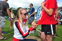 Athlete, Jemma Simmons with participants during the South West Youth Games at Simmons Park, Okehampton, Devon on 9 July.  - PHOTO: Tom Sandberg/PPAUK